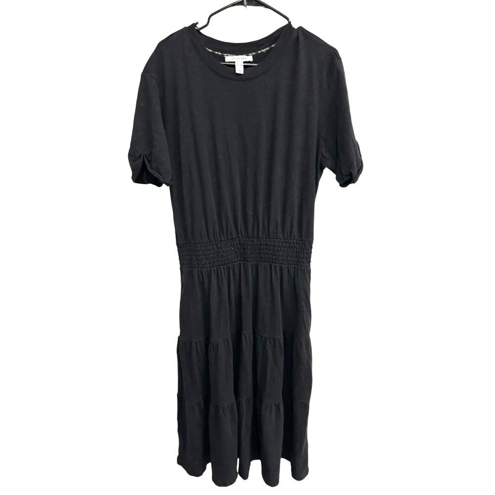 Peace Love World Black Tiered Smocked Waist Dress Sz M Cotton Whimsigoth